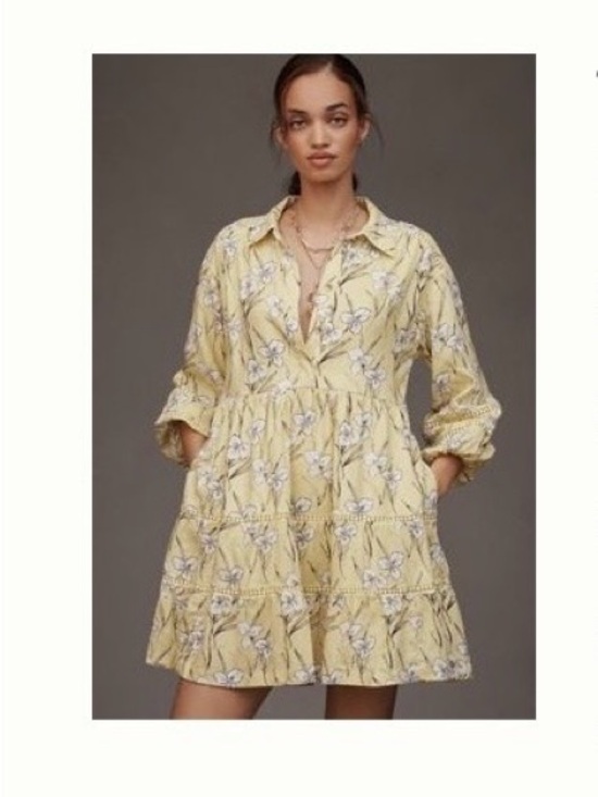 Maeve Dresses & Skirts - Maeve Yellow Floral Linen Dress